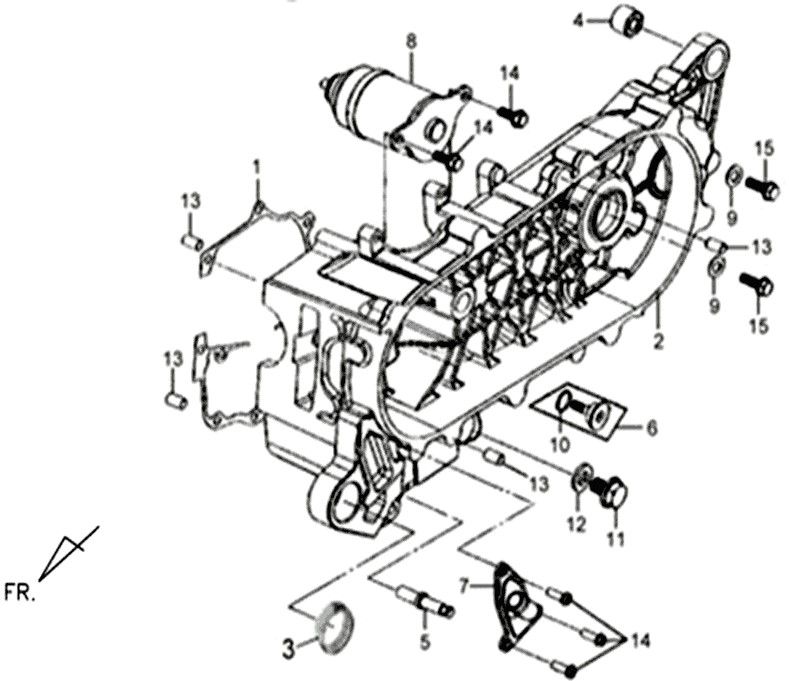 Carter moteur gauche Sym Mio-Carter Links Sym Mio-1