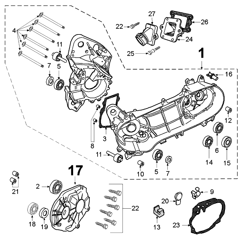 Carter moteur Peugeot Speedfight 3 LC gris