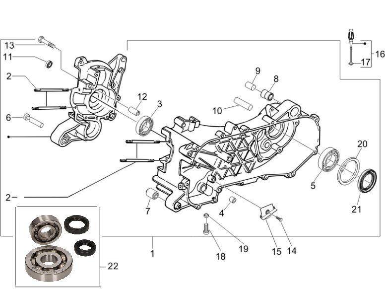 Carter moteur Piaggio Zip 2000 4 temps AC