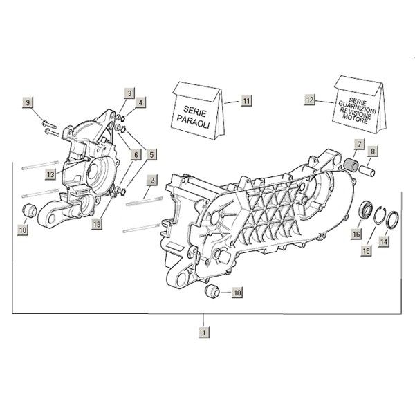 Carter moteur /démarreur Aprilia Mojito Custom 2t (moteur Piaggio) 2004 - 2010