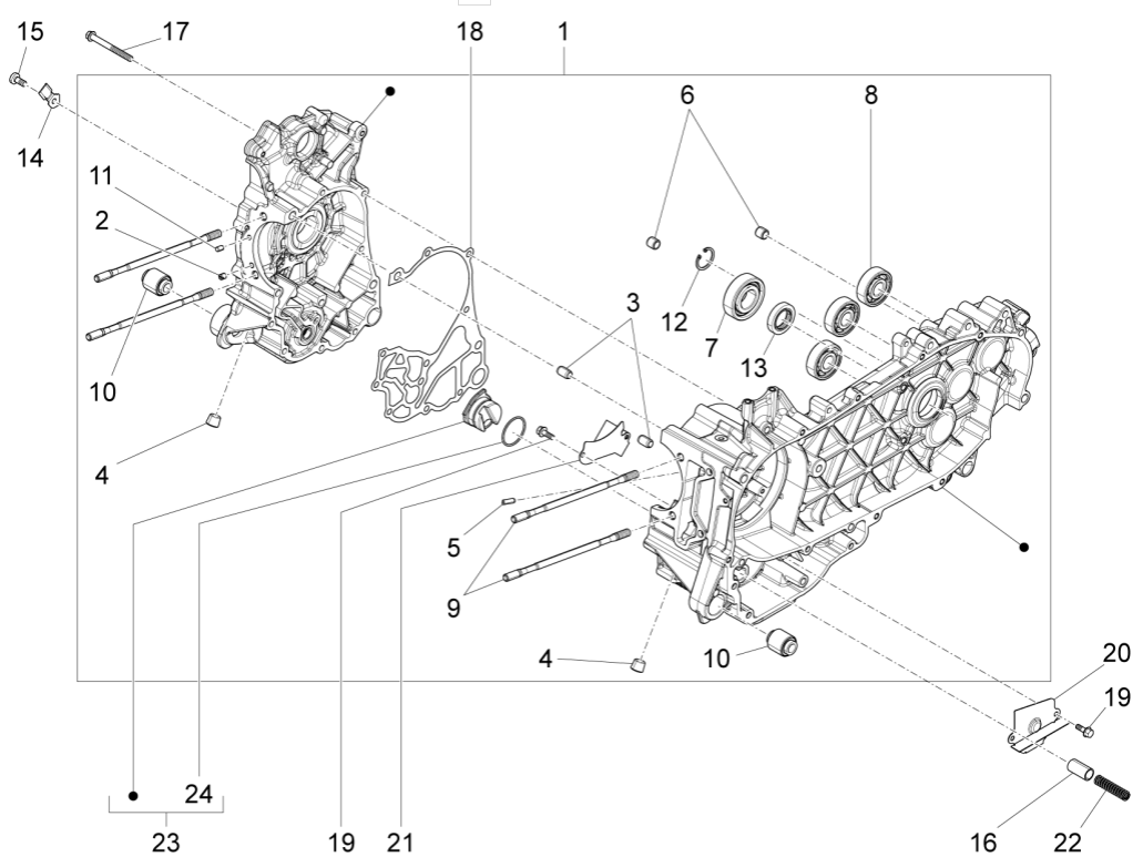 Carter moteur Vespa Primavera 125 4T 3V IU ABS