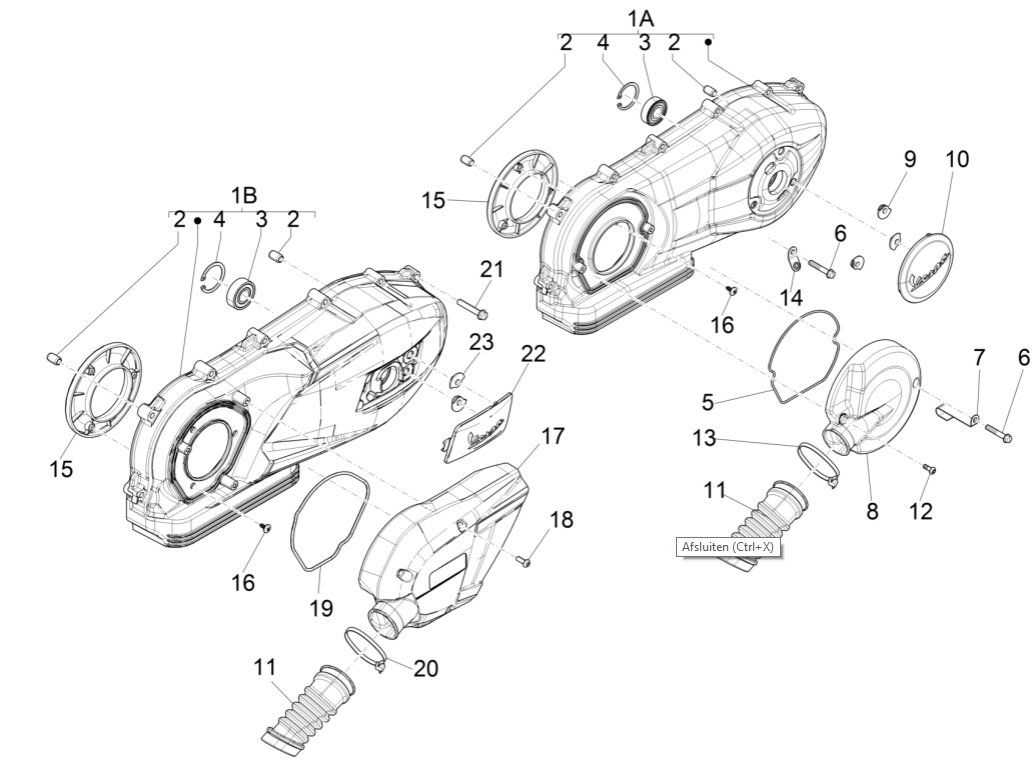Couvercle de carter - Refroidissement du carter moteur Vespa Primavera 125 4T 3V IE ABS