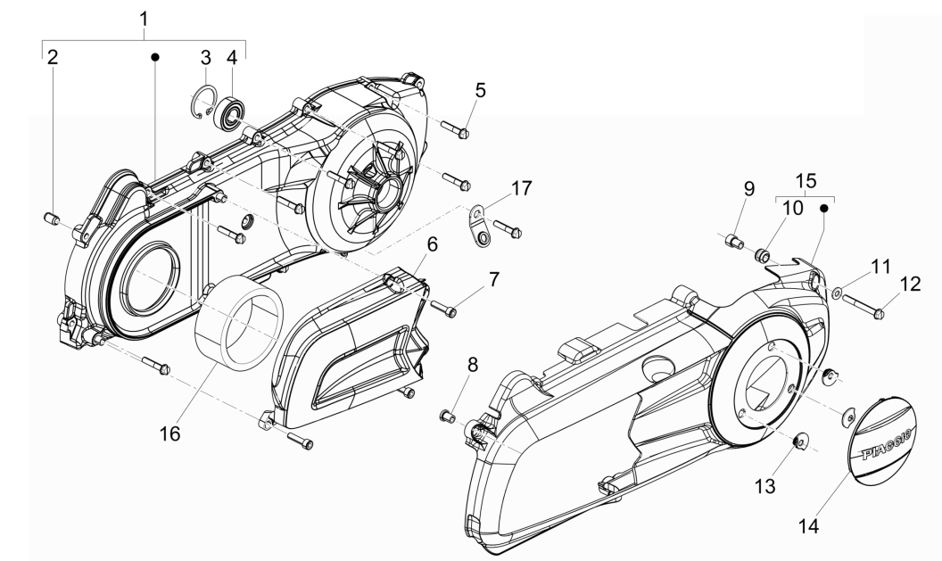 Couvercle de carter - Refroidissement du carter pour Piaggio Beverly 125 RST 4T 4V IE E3 2010-2015 (EMEA)