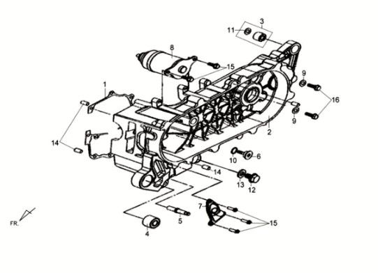 Carterdeksel - startmotor Sym Crox 50 E3
