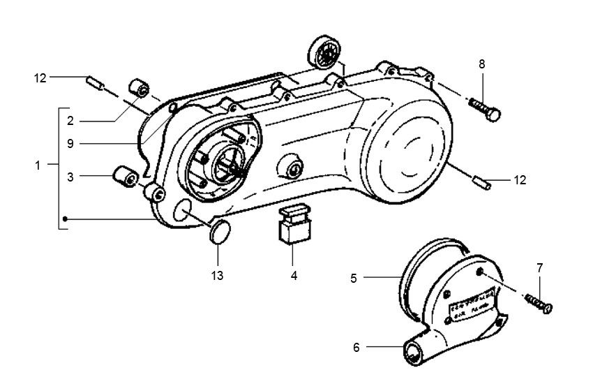 Couvercle de carter moteur 2 temps Gilera Runner 98-2005