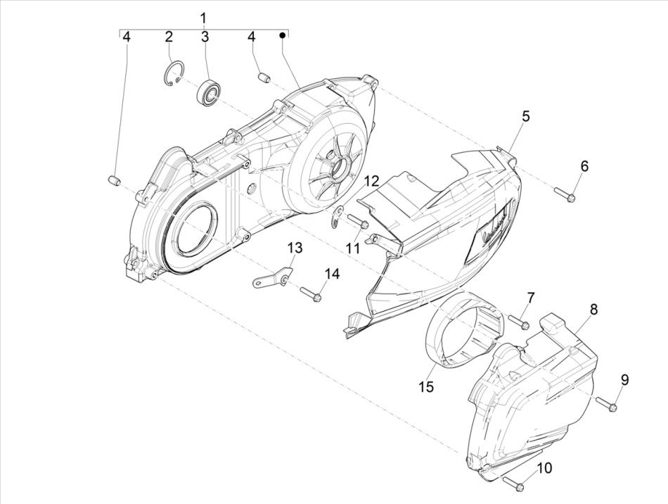Couvercle de carter moteur pour la Vespa GTS 300 HPE 4T 4V IE ABS E4 2019 (EMEA)