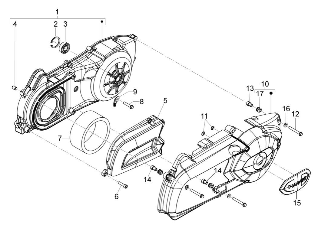 Couvercle de carter moteur - Refroidissement du carter moteur Piaggio MP3 300 ie E4 LT BUSINESS - SPORT NOABS-ABS 2016 - 2018 (EMEA)