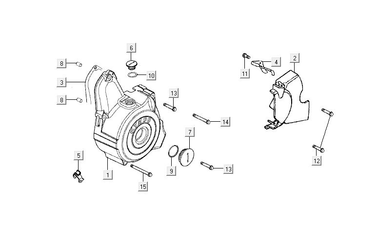 Couvercle de carter moteur Kymco Activ 4 temps rouge-noir