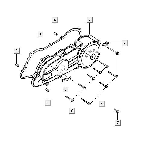 Carter moteur Kymco ZX 2t ac argent-orange