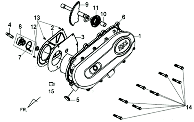 cache de carter rouge pour Sym Jet 4 (R086)