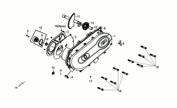 Carterdeksel links Sym Crox 50 E3