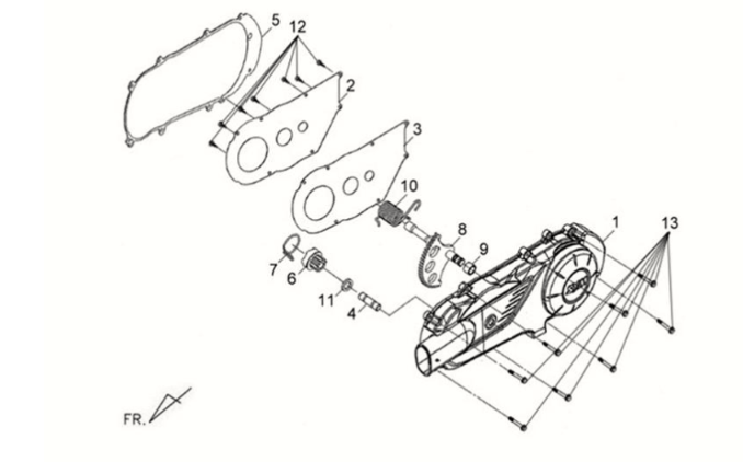Cache carter gauche Sym Fiddle II 125S