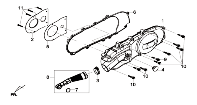 Cache carter gauche Sym Joymax 125I ABS