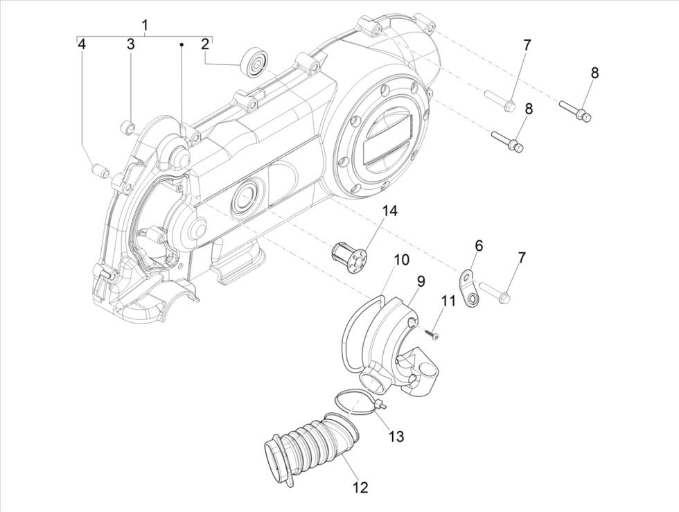 Couvercle de carter moteur Vespa Primavera 4 temps 3V (injection euro5 IGET)
