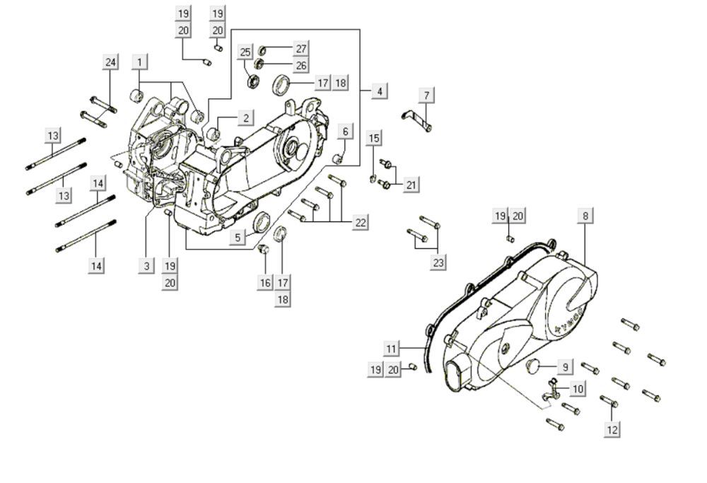 Pièces de carter Kymco Like 200i Black