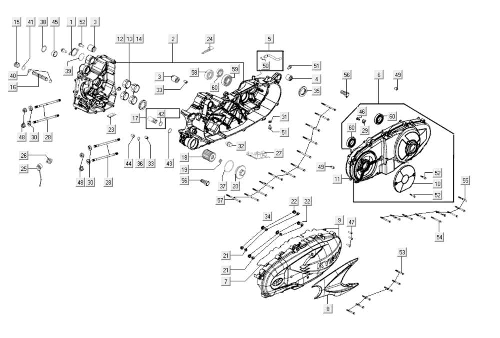 Pièces de carter Kymco Xciting 400i noir nacré