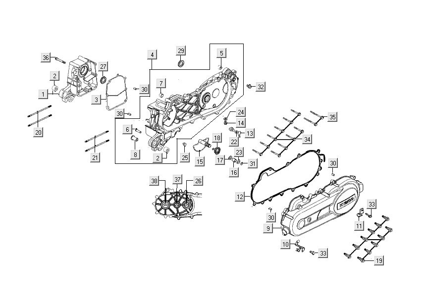 Couvercle de kick start Kymco People S 4 temps noir
