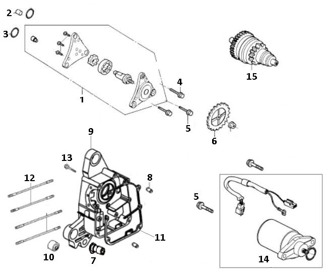 Pompe à huile de démarrage GY6 10/12 pouces (EURO4 ; après 2018)-Startmotor- oliepomp GY6 10 / 12 inch (EURO4) t tm z