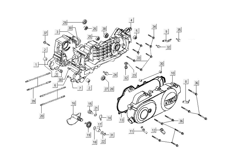 moitiés de carter Kymco Sento 4-temps bleu