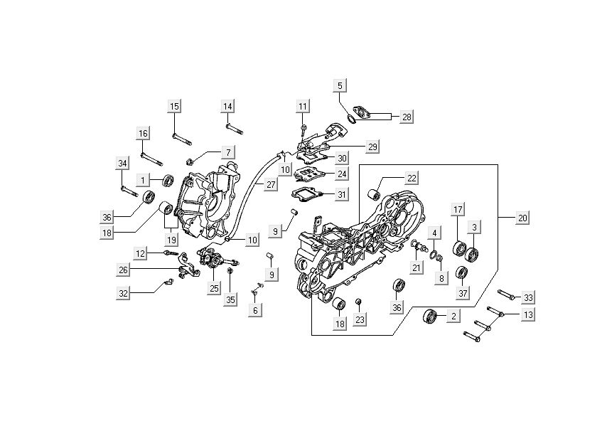 Carter - Pompe à huile - Collecteur d’admission Kymco DJ 50 2T AC argent