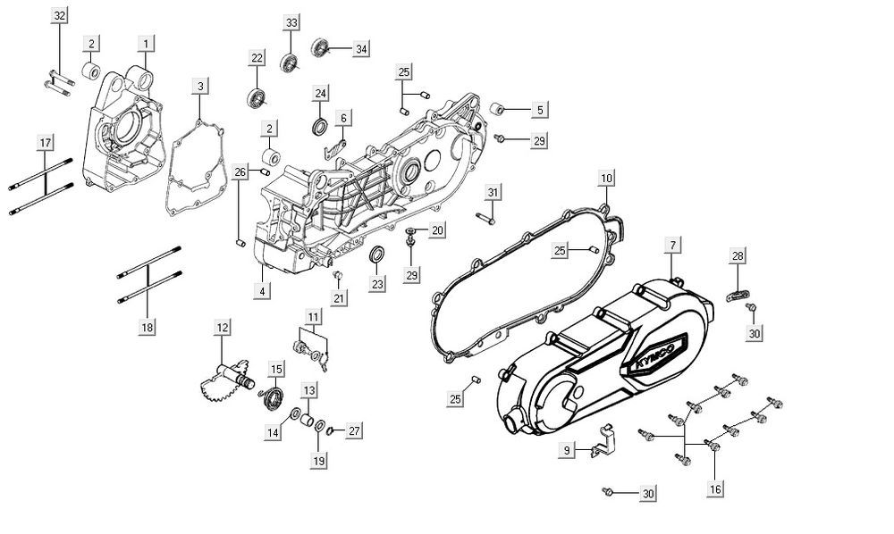 moitiés de carter AGILITY 16+ 4T 125 Matte Metallic Silver