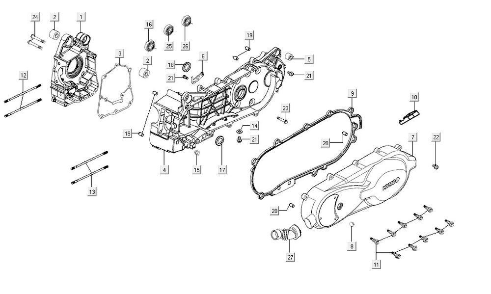 moitiés de carter AGILITY 16+ 4T 200i Bleu clair métallisé mat