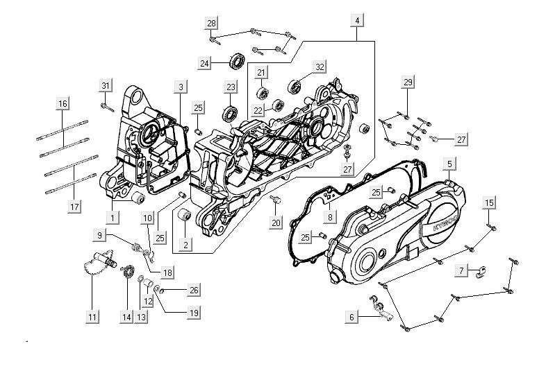 Moitiés de carter Kymco Agility Fat 12' 4 temps chêne métallisé