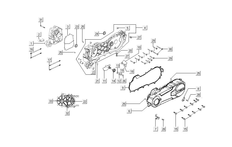moitiés de carter moteur Kymco Super 8 4 temps (2007-2009) Bleu jaune