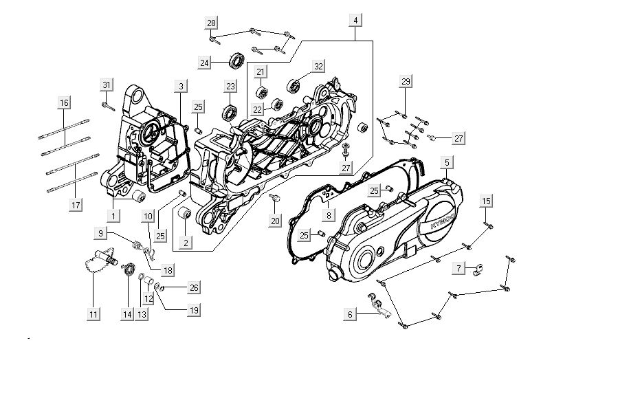 Couvercle de carter moteur Kymco Carry 4 temps noir
