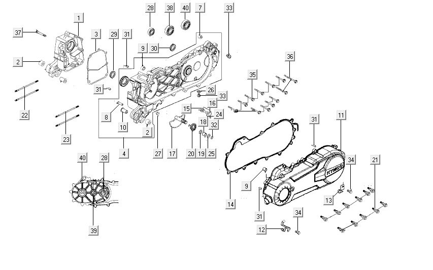 Cache carter moteur Kymco City 16' 4 temps noir