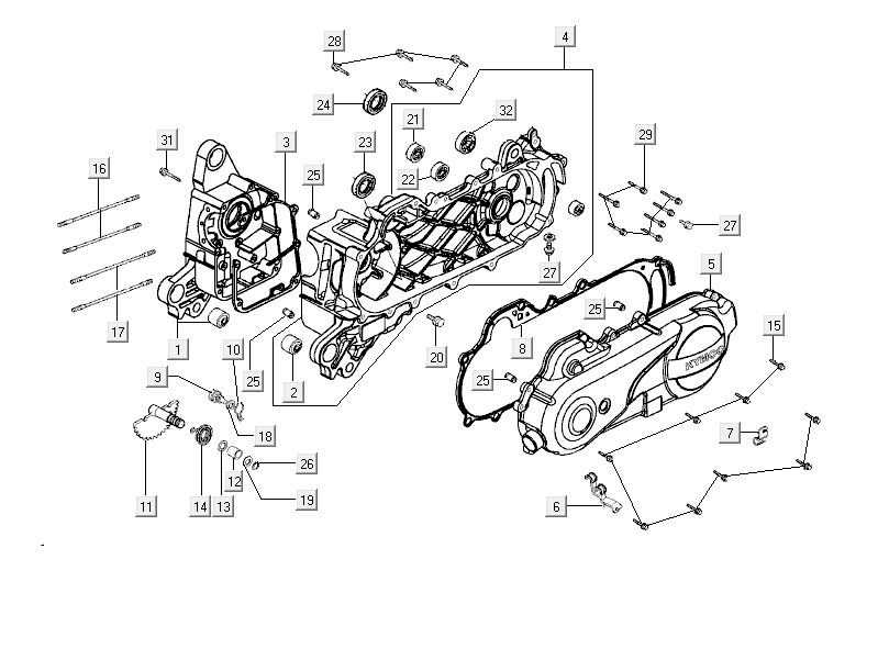 Couvercle de carter moteur Kymco Delivery 4 temps noir