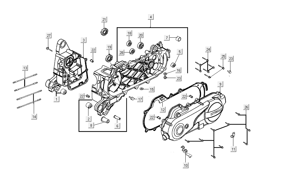 Carter moteur Kymco VP50i injection euro4 chêne métallisé