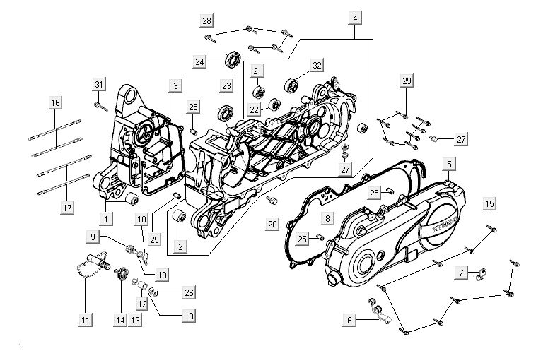 Carter moteur Kymco Agility 10' 4 temps orange sportif