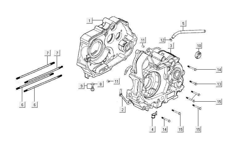 Carter moteur Kymco Activ 4 temps rouge-noir