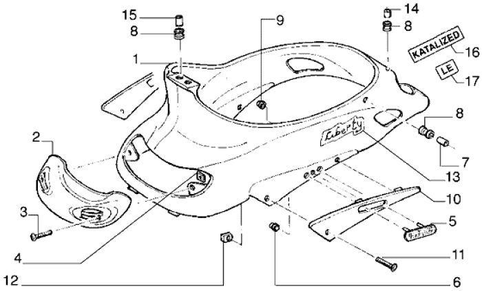 Porte-bagages Piaggio Liberty 2 temps jusqu'à 2005