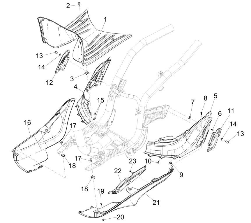 Couvercle central Piaggio Liberty 125 4 temps 3V IE ABS (IGET Euro 5)