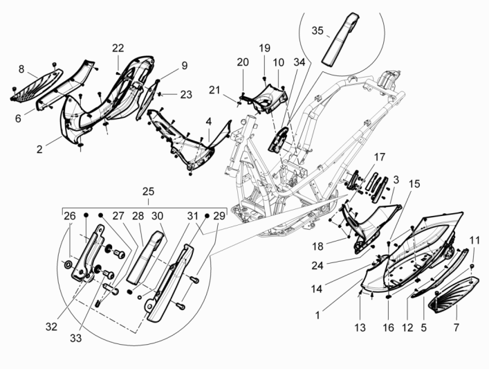 Cache central - MarchepiedPiaggio Beverly 350 E3 Sport Touring 2013-2014