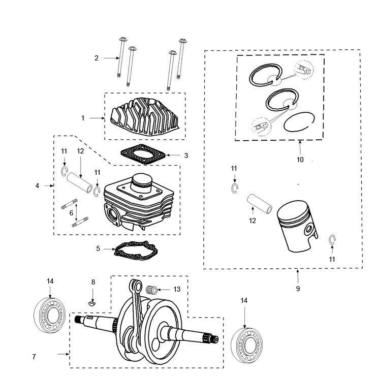 Cylindre vilebrequin Peugeot Ludix pro 2 temps
