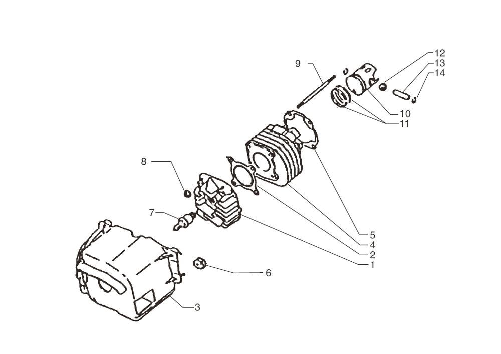 Cylindre - Piston - Culasse Moto Martin Tir 10 pouce 50 2T AC 45km/h