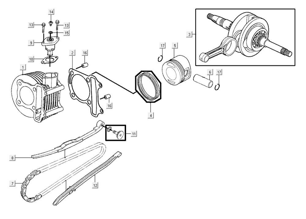 Cylindre vilebrequin AGILITY 16+ 4T 200i Bleu clair métallique mat