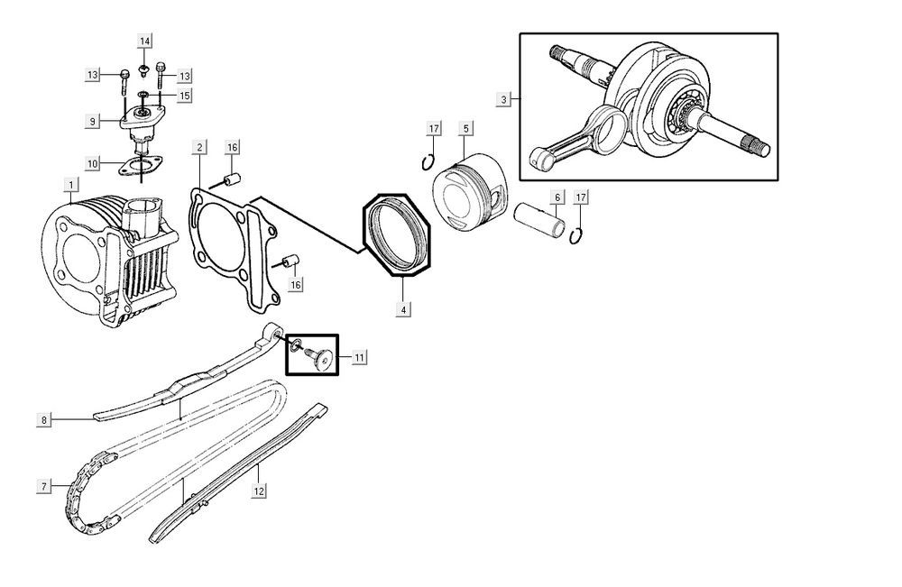 Cylindre vilebrequin AGILITY 16+ 4T 200i Argent Métallique Mat