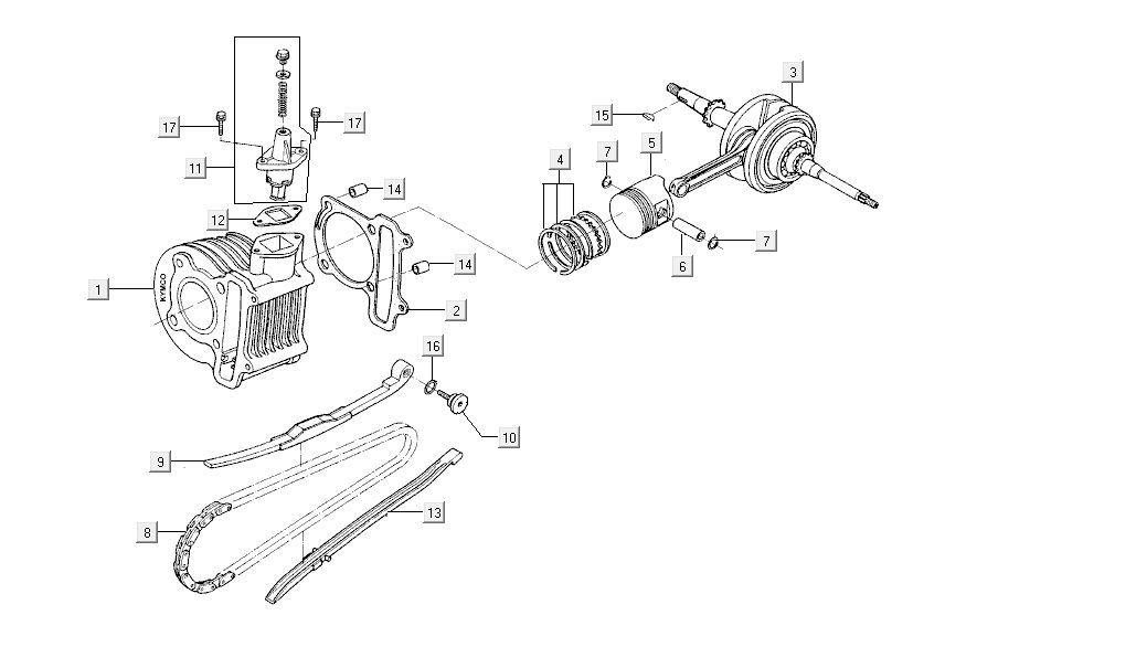 Cylindre vilebrequin Kymco Agility FR 12