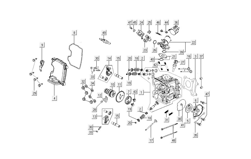 Culasse - Arbre à cames - Soupapes Kymco New Sento 50i 4T AC bleu
