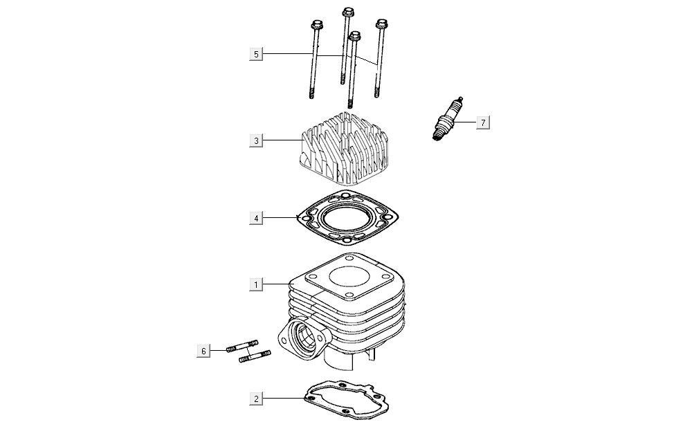 Cylindre - Piston - Culasse - Bougie Kymco G-Dink 50 2T AC gris foncé