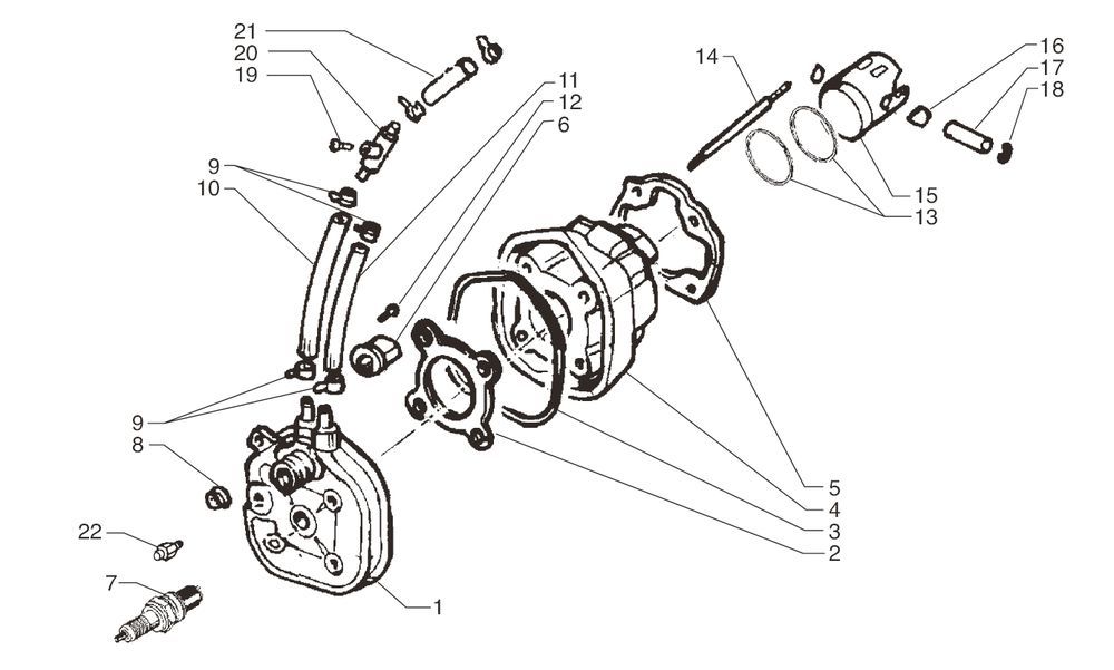 Cylindre - Piston - Culasse Beta Ark-RR 50 2T LC rouge 2008