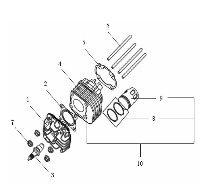 Cylindre - Piston - Culasse Generic Xor 50 2T AC 2009 jaune