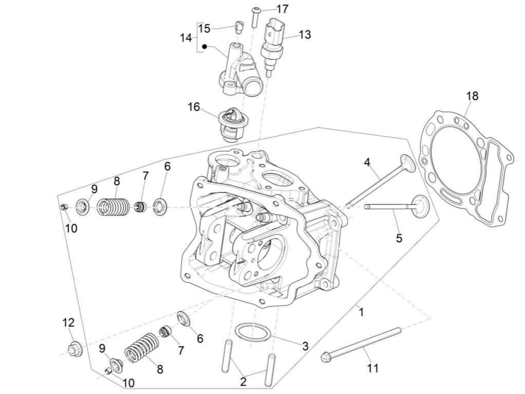 Culasse Piaggio MP3 300 HPE/300 HPE SPORT E5 ABS 2020-2022 (EMEA)