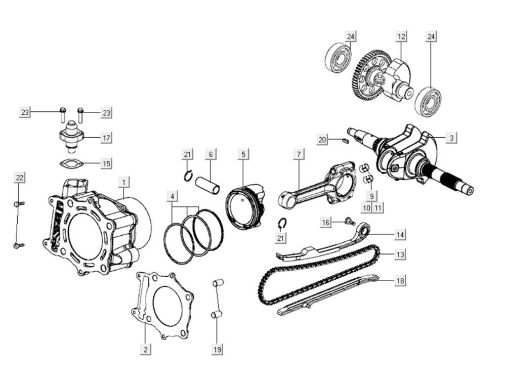 Cylindre Kymco Xciting 400i jaune
