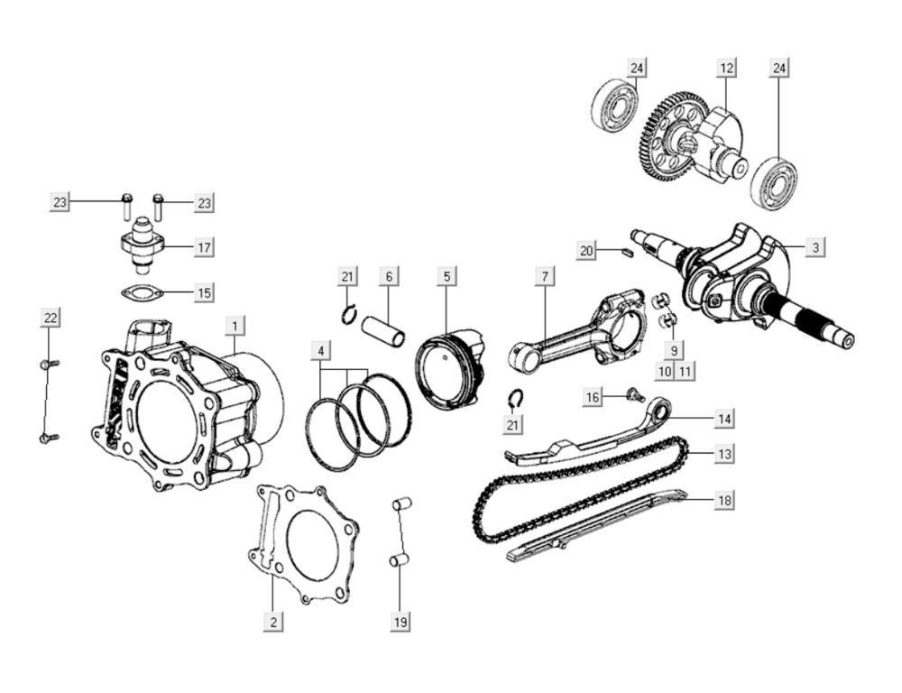 Cylindre Kymco Xciting 400i noir nacré