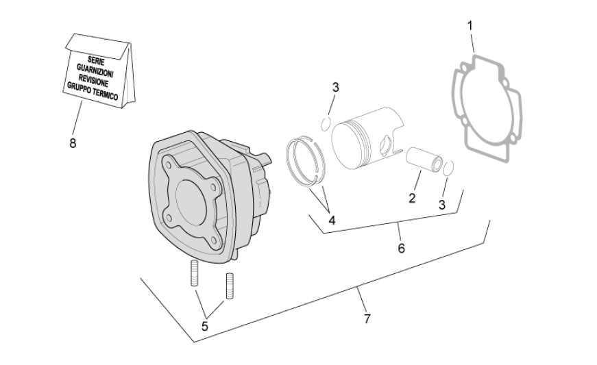 Cylindre à piston Aprilia SR 50 H2O ie+carb 2004-2009